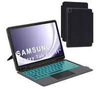 Étui Clavier AZERTY Français pour Samsung Galaxy Tab A9+ Plus 11 pouce 2023 | Rétroéclairée 7 Couleurs, Pavé tactile, DéTachable, Magnétique, Porte-stylet, Housse de protection en TPU, Voyage, étudiant