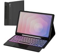 Étui Clavier AZERTY Français pour Samsung Galaxy Tab S11 2025 11 pouces | Rétroéclairée 7 Couleurs, Pavé tactile, DéTachable, Magnétique, Porte-stylet, Housse de protection en TPU, Voyage, étudiant