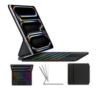 Étui Clavier-MICREAR-iPad Air 13""M3 2025/M2 2024,iPad Pro 12.9"" 6/5/4/3rd Generation-Rétroéclairage 7 Couleurs-AZERTY-Ultra Slim