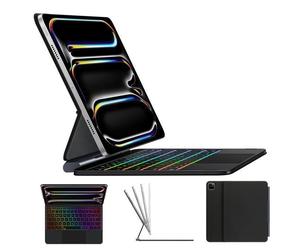 Étui Clavier-MICREAR-iPad Air 13""M3 2025/M2 2024,iPad Pro 12.9"" 6/5/4/3rd Generation-Rétroéclairage 7 Couleurs-AZERTY-Ultra Slim