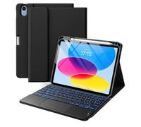Étui Clavier pour iPad 10,2 Pouces 9e 2021/8e 2020/7e 2019, Pro 10,5 Pouces 2017/Air 3e génération 10,5, rétroéclairé 7 Couleurs, Multi-TrackPad, étui Clavier Amovible avec Support pour Crayon