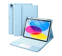 Étui Clavier pour iPad 10,2 Pouces 9e 2021/8e 2020/7e 2019, Pro 10,5 Pouces 2017/Air 3e génération 10,5, rétroéclairé 7 Couleurs, Multi-TrackPad, étui Clavier Amovible avec Support pour Crayon