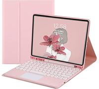 Étui Clavier pour iPad 2018 (6e génération) - 2017 (5e génération) - Pro 9.7 - Air 2 & 1-Touchpad Clavier Amovible avec Porte-Crayon - Slim Folio Smart Cover (iPad 9,7 Pouces, Rose)