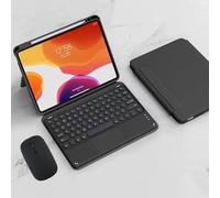 Étui Clavier pour iPad 6ème/5ème génération, iPad Air 2/1, iPad Pro 9.7 avec Porte-Crayon, Mode Horizontal/Vertical, Touches Rondes et Colorées, Clavier Trackpad avec Souris Rechargeable, Noir