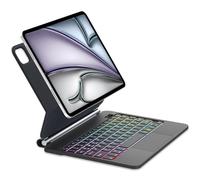 Étui clavier pour iPad Air 11" (M2) 2024, Air 6th/5th/4th Generation, clavier pour iPad Pro 11" (4a/3a/2a/1a) génération avec pavé tactile, magnétique flottant design, rétro-éclairage, noir