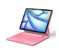 Étui clavier pour iPad Air 13" (M3/M2, 2025/2024) et iPad Pro 12,9" (6e/5e/4e/3e génération), étui de clavier magnétique de style magique avec rétroéclairage 7 couleurs, clavier tactile multi-touch