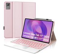 Étui clavier pour Lenovo Idea Tab 11" 2025/Lenovo Tab M11 11" 2024 | Avec trackpad multi-touch et éclairage 7 couleurs, clavier Bluetooth magnétique amovible pour bureau/étude, rose