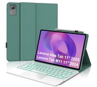 Étui clavier pour Lenovo Idea Tab 11" 2025/Lenovo Tab M11 11" 2024 | Avec trackpad multi-touch et éclairage 7 couleurs, clavier Bluetooth magnétique amovible pour bureau/étude, vert foncé