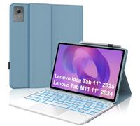 Étui clavier pour Lenovo Idea Tab 11" 2025/Lenovo Tab M11 11" 2024 | Avec trackpad multi-touch et éclairage 7 couleurs, clavier Bluetooth magnétique amovible pour bureau/étude, bleu ciel