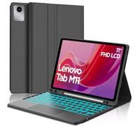 Étui Clavier pour Lenovo Tab M11 2024 11 Pouces/Lenovo Tab K11 11“ avec Pavé Tactile Multipoint Rétroéclairage 7 couleurs AZERTY Français Amovible Bluetooth Keyboard et Coque Housse Premium, Noir