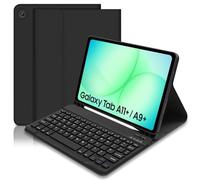 Étui clavier pour Samsung Galaxy Tab A11 Plus A9 Plus 11" A11+ 2025 A9+ 2023, porte-stylo S intégré, coque intelligente fine avec clavier Bluetooth amovible pour Samsung Galaxy Tab A9+, noir