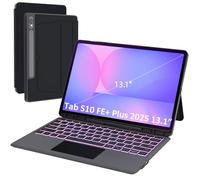 Étui clavier pour Samsung Galaxy Tab S10 FE+ Plus 13,1" 2025 : clavier rétroéclairé 7 couleurs avec pavé tactile | Coque magnétique amovible sans fil avec porte-stylo et béquille