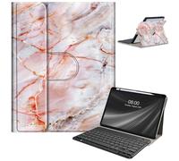 Étui clavier pour Samsung Galaxy Tab S9 FE 10,9"/Tab S9 11" 2023 avec porte-stylo, clavier Bluetooth sans fil amovible, avec mise en veille/réveil automatique pour Galaxy Tab S9 FE 5G, marbré 1