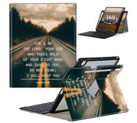 Étui clavier pour Samsung Galaxy Tab S9 Plus/S9 FE Plus 12,4" 2023 avec support rotatif à 360 degrés, clavier sans fil amovible et porte-stylo, citations Bible Isaiah 41-13