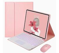 Étui Clavier pour Samsung Galaxy Tab S9/S8/S7/A7/A8/A9 avec Support pour Stylo S, 7 Couleurs Rétroéclairées Slim Stand Cover Clavier Bluetooth sans Fil Détachable,Rose,S7 11