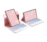 Étui clavier pour Xiaomi Pad 5/5 Pro 11", rotatif à 360°, rétroéclairé, magnétique, amovible, Bluetooth avec pavé tactile, rose