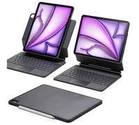 Étui clavier - RESTEQ - iPad Air 13 M2 2024 - Noir - Clavier multifonctionnel - Socle réglable