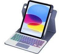 Étui Clavier Rotatif 360° pour iPad 10ème Génération 10,9 Pouces 2022 avec Pavé Tactile, Rétroéclairage Couleurs,Porte Crayon ZURSANA Violet Violet