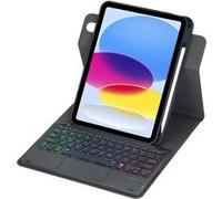 Étui Clavier Rotatif 360° pour iPad 10ème Génération 10,9 Pouces 2022 avec Pavé Tactile, Rétroéclairage Couleurs,Porte Crayon ZURSANA Noir Noir