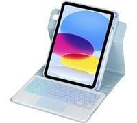 Étui Clavier Rotatif 360° pour iPad 10ème Génération 10,9 Pouces 2022 avec Pavé Tactile, Rétroéclairage Couleurs,Porte Crayon ZURSANA Bleu Bleu