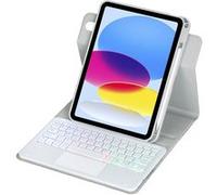 Étui Clavier Rotatif 360° pour iPad 10ème Génération 10,9 Pouces 2022 avec Pavé Tactile, Rétroéclairage Couleurs,Porte Crayon ZURSANA Gris Gris