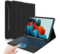 Étui Clavier Touchpad pour Galaxy Tab S8 Plus/S7 FE/S7 Plus 12.4", AZERTY Français Clavier Bluetooth Rétroéclairé Détachable avec Étui Touchpad pour X800/T970/T733/T730