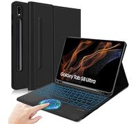 Étui Clavier Touchpad pour Galaxy Tab S8 Ultra 14,6 Pouces 2022 SM-X900/X906, AZERTY Français Clavier Bluetooth Rétroéclairé Détachable avec Étui Touchpad