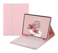 Étui-clavier XiHAMA compatible avec iPad Air 13" (M2) et iPad Pro 12,9" (3e à 6e génération), avec couvercle Bluetooth amovible, rose