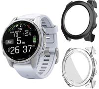 Étui Clip Pc Pour Garmin Fenix 8 43 Mm + Verre Trempé 9h ¿ Protection Anti-Chocs & Anti-Rayures ¿ Transparent/Noir