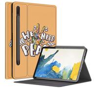 Étui coloré avec signe de paix pour Samsung Galaxy Tab S8 Plus/Tab S7 FE 12,4" 2021/Galaxy Tab S7 Plus 2020, étui à angles de vue multiples avec porte-stylo S et mise en veille/réveil automatique