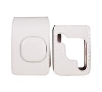 Étui compact en cuir PU avec bandoulière compatible avec Fujifilm Fuji Instax Mini LiPlay, Blanc fumé