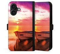 Etui Compatible avec Apple iPhone 17 Etui Folio Etui magnetique Coucher du Soleil Barque Mer