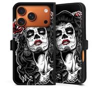 Etui Compatible avec Apple iPhone 17 Pro Etui Folio Etui magnetique Rock 'n' Roll Día de Los Muertos Tête de Mort