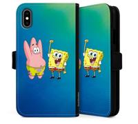 Etui Compatible avec Apple iPhone X Etui Folio Etui magnetique Produit sous Licence Officielle Patrick Étoile de mer Bob l'éponge