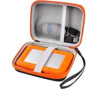 Étui compatible avec disque dur externe portable LaCie Rugged Mini 1 To/2 To/4 To/5 To, support de stockage pour disques durs pour Mac et PC, ordinateur et cartes SD USB 3.0 2.0 (orange)