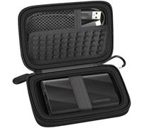 Étui compatible avec disque dur externe Samsung T9/T7/T7 Shield portable SSD 1 To, 2 To, 4 To, support de rangement de voyage pour disques SSD et câble USB (boîte uniquement) - Noir