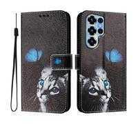 Étui compatible avec Doogee Note 56X/56X PRO Étui à rabat en cuir PU Motif créatif 3D Housse de protection Support Portefeuille Case Papillon Chat