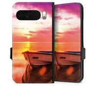 Etui Compatible avec Google Pixel 10 Pro XL Etui Folio Etui magnetique Coucher du Soleil Barque Mer