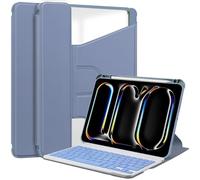 Étui compatible avec iPad Pro 13 pouces M4 2024 7e génération amovible clavier sans fil S Pen Holde, étui rotatif à 360 degrés Folio Flip translucide doux TPU Cover Auto