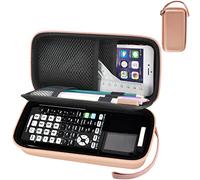 Étui compatible avec la calculatrice graphique Texas Instruments TI-83 Plus, trousse rigide pour boussole, règle, caoutchouc et autres accessoires (rose) - Étui uniquement
