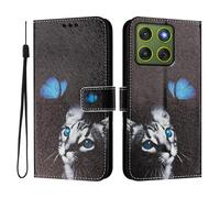Étui compatible avec Moto Edge 70 5G/X70 Air 5G Étui à rabat en cuir PU Motif créatif 3D Housse de protection Support Portefeuille pour Moto Edge 70 5G/X70 Air 5G, chat papillon