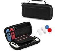 Étui compatible avec Nintendo Switch OLED, Coque Switch OLED Transparente, Switch OLED Accessoires Bundle avec étui, film de protection, Coque pour Joy-Con, capuchon de joystick (noir)