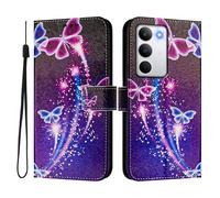 Étui compatible avec OPPO Realme C71 4G à l'étranger, étui à rabat en cuir synthétique avec motif créatif 3D, housse de protection avec support pour OPPO Realme C71 4G à l'étranger, papillons de feu