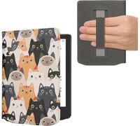 Étui Compatible Avec Pocketbook Verse/Pro/Color/Vivlio Light/Light Hd Coque-Étui À Rabat Magnétique Tablette Ereader Similicuir Avec Sangle-Orange-Noir-Blanc