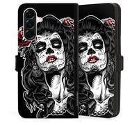 Etui Compatible avec Samsung Galaxy A56 5G Etui Folio Etui magnetique Rock 'n' Roll Día de Los Muertos Tête de Mort