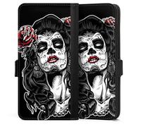 Etui Compatible avec Samsung Galaxy S25 Edge Etui Folio Etui magnetique Rock 'n' Roll Día de Los Muertos Tête de Mort