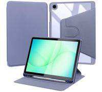 Étui compatible avec Samsung Galaxy Tab A11+ Plus 2025/A9+ Plus 2023 11", en cuir synthétique rotatif à 360° avec cadre en TPU résistant aux chocs, support pivotant et porte-stylo - Lavande