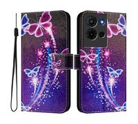 Étui compatible avec TCL K32/K33 Étui à rabat en cuir PU Motif créatif 3D Housse de protection Support Portefeuille Étui pour TCL K32/K33, papillons de feu d'artifice