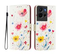 Étui compatible avec TCL K32/K33 Étui à rabat en cuir PU Motif créatif 3D Housse de protection Support Portefeuille Étui pour TCL K32/K33, fleurs et herbe