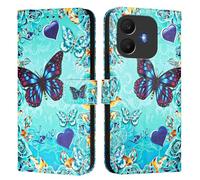 Étui compatible avec TCL K70 Power 4G/K70 4G, étui portefeuille en cuir synthétique avec emplacements pour cartes, support pliable, protection magnétique, motif cœur, papillon